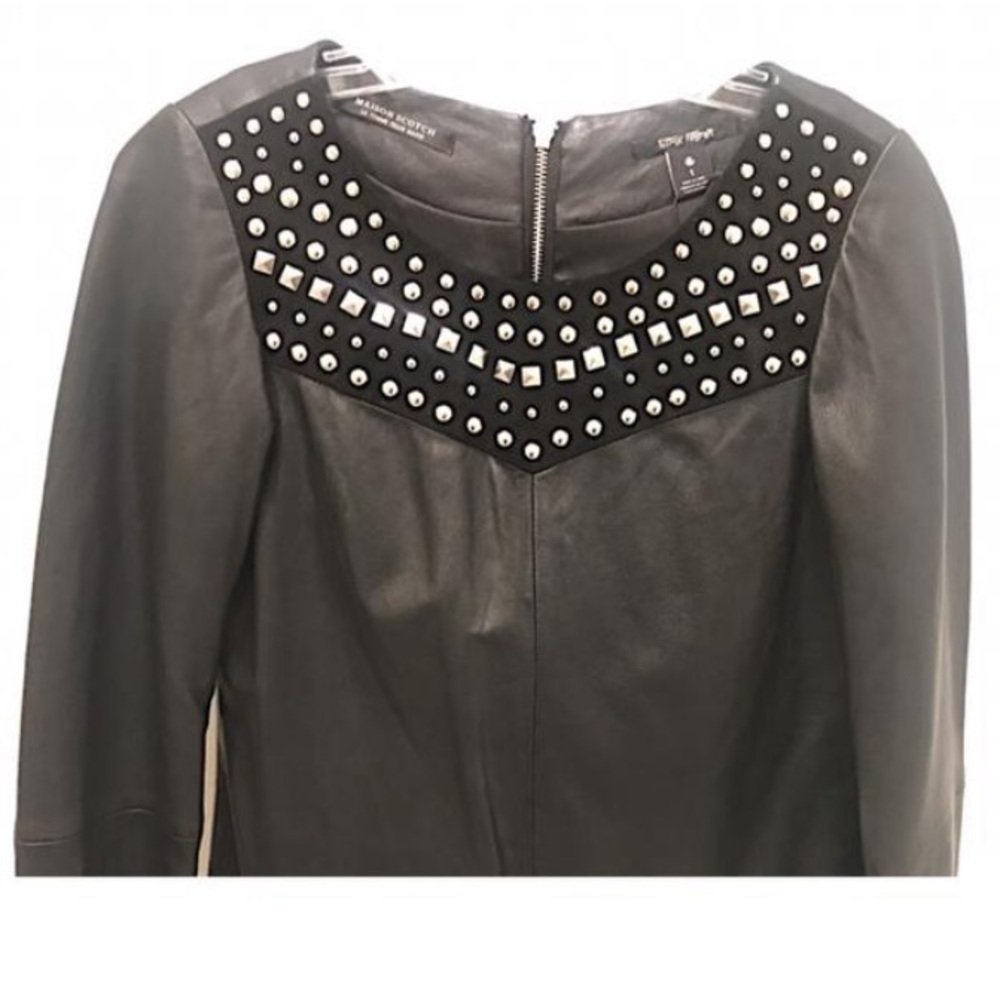NWOT Maison Scotch leather studded dress